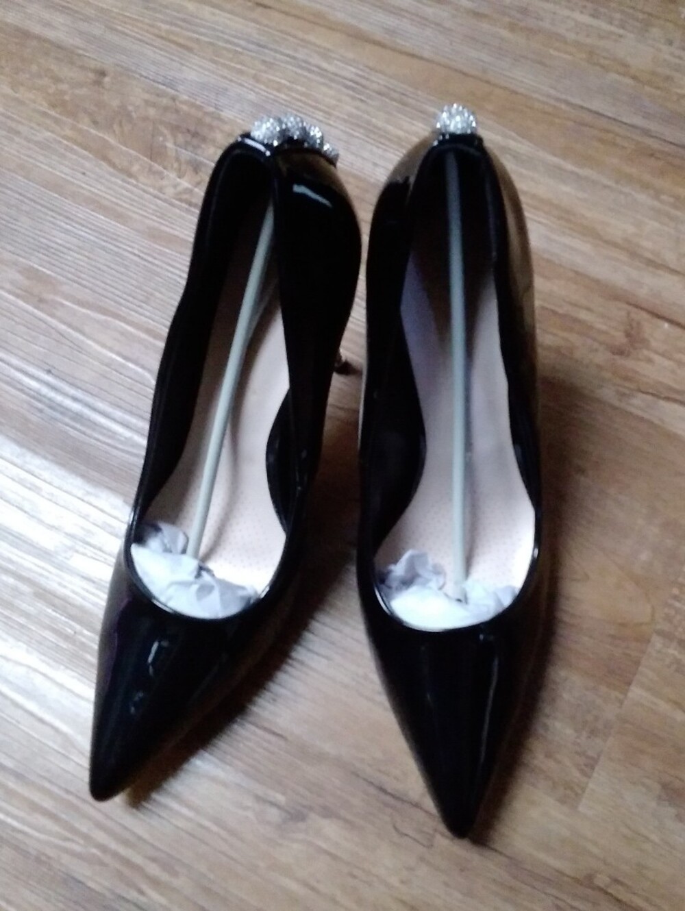 Outspoken-Black Patent Pointed Toe Skulls In My Closet Stiletto Pumps